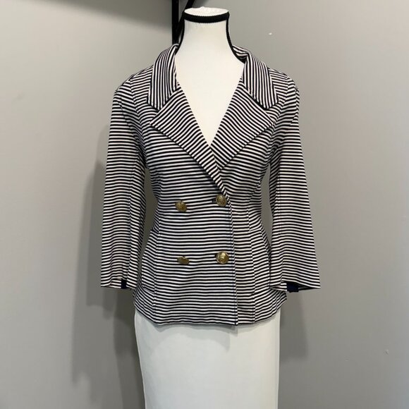 CAbi Life Jacket Blazer Nautical Navy & White Stripe Sz S - Picture 8 of 8